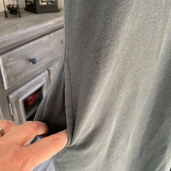 Pact Airplane Tank Dress Hooded Sage Green Pockets Organic Cotton Athleisure - Picture 7 of 14